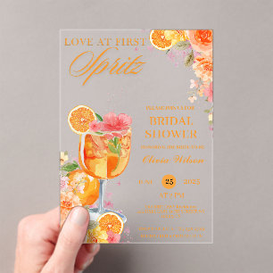 Liefde op de eerste Spritz Bloemencocktail Bruidsc Acryl Uitnodigingen