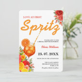 Liefde op de eerste Spritz | Boho Citrus Bruiloft Kaart (Staand voorkant)