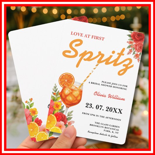 Liefde op de eerste Spritz | Boho Citrus Bruiloft Kaart