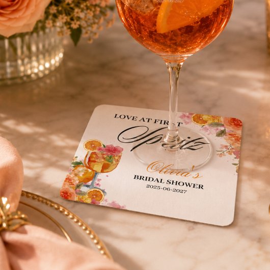 Liefde op de eerste Spritz Bruids Bruiloft Feest Kartonnen Onderzetters