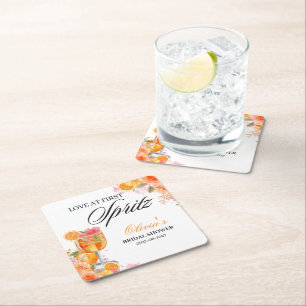 Liefde op de eerste Spritz Bruids Bruiloft Feest Kartonnen Onderzetters