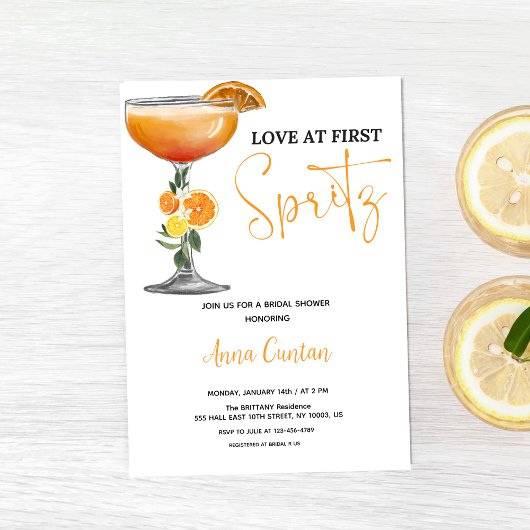 Liefde op de Eerste Spritz Bruidsborrel Cocktail D Kaart