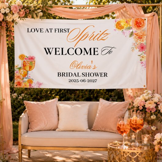 Liefde op de eerste Spritz Bruidsborrel Welkomstba Spandoek