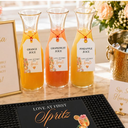 Liefde op de eerste Spritz Bruidsbruiloft Naam Sap Cadeaulabel