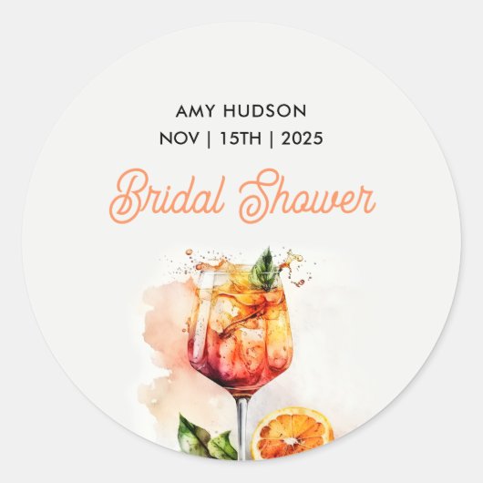 Liefde Op De Eerste Spritz Bruidsbruiloft Ronde Sticker (Voorkant)