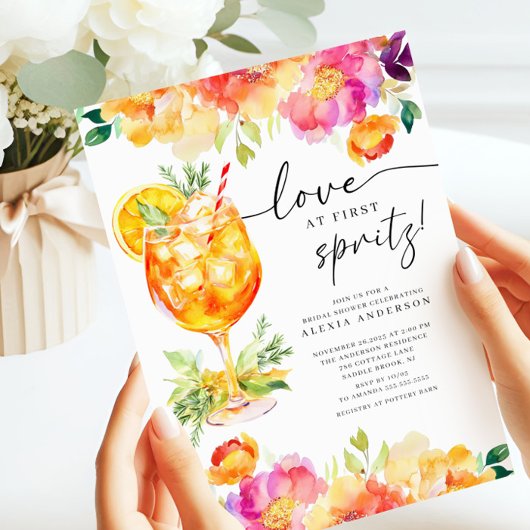 Liefde op de eerste Spritz Bruidsbruiloft Uitnodig Kaart