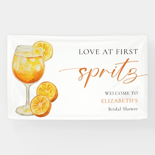 Liefde op de eerste Spritz Bruidsbruiloft Welkom C Spandoek (Horizontaal)