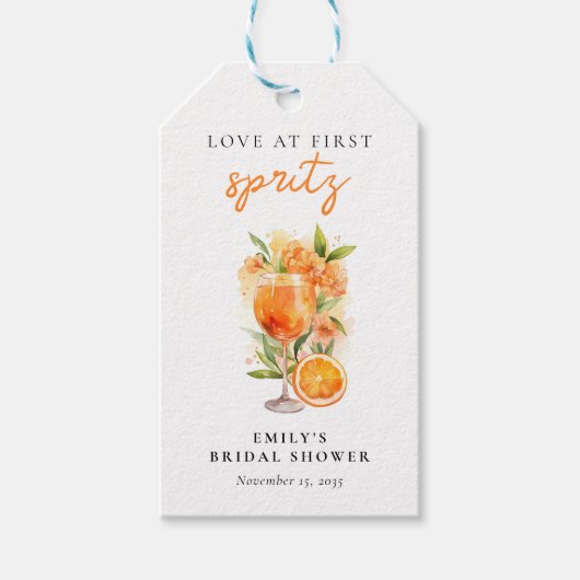 Liefde Op De Eerste Spritz Bruidsdouche Cadeaulabel (Voorkant)