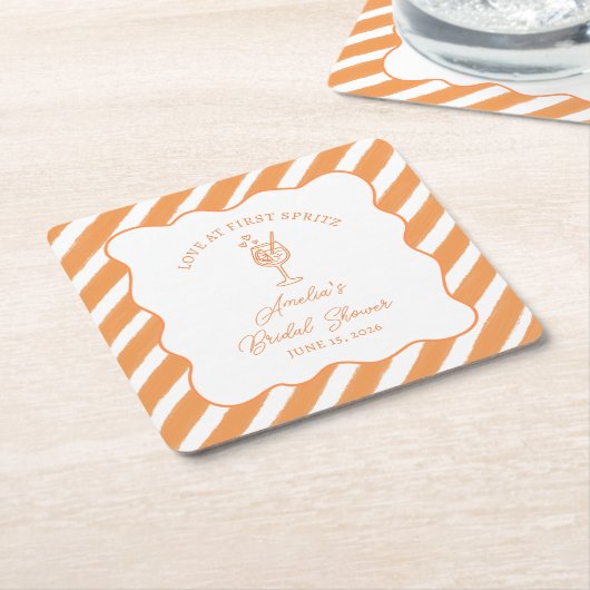 Liefde op de eerste Spritz Bruidsdouche Italiaanse Kartonnen Onderzetters (Schuin)