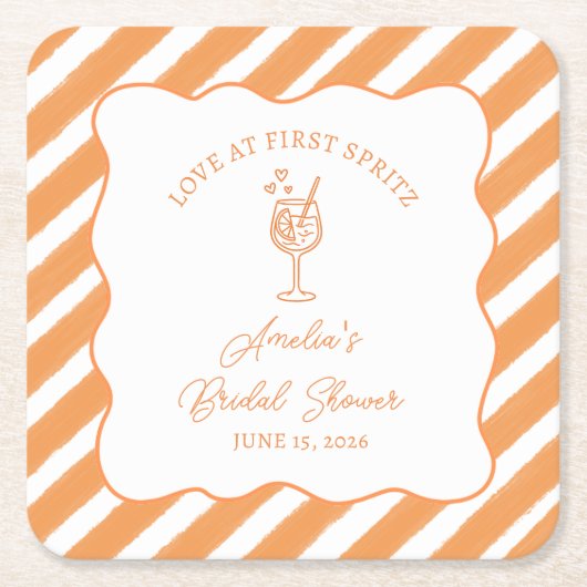 Liefde op de eerste Spritz Bruidsdouche Italiaanse Kartonnen Onderzetters (Voorkant)