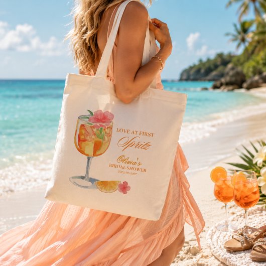 Liefde op de eerste Spritz Bruidsdouche Sinaasappe Tote Bag