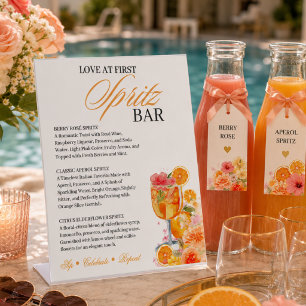 Liefde op de eerste Spritz Bruidsfeest Bar Reclamebord Met Voetstuk