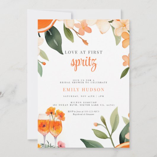 Liefde op de eerste Spritz Bruidsfeest Kaart (Voorkant)