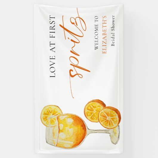 Liefde op de eerste Spritz Bruidsfeest Welkom Cust Spandoek (Verticaal)