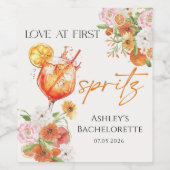 Liefde op de Eerste Spritz Bruidsfeest Wijnlabel Wijn Etiket (Enkel label)