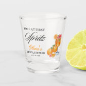 Liefde op de eerste Spritz Bruidsuitnodiging Shot Glas (Voorkant)