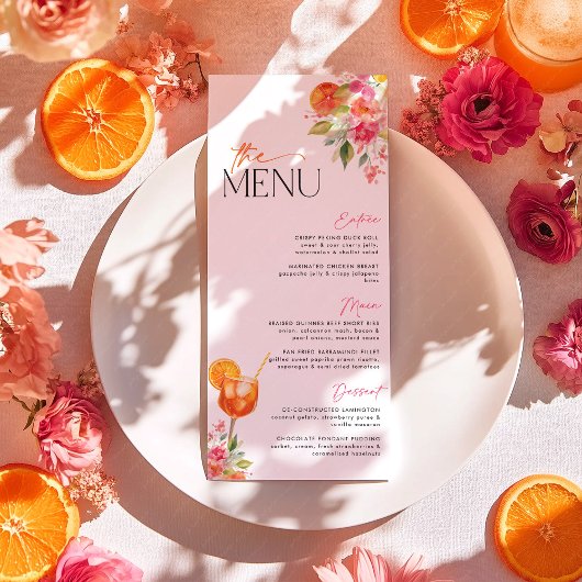 Liefde op de eerste Spritz Citrus Bruiloftsmenu Menu