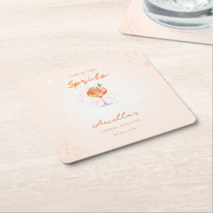 Liefde op de eerste Spritz Citrusdrank Bruiloftsfe Kartonnen Onderzetters