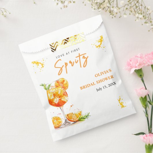 Liefde op de eerste Spritz Cocktail Oranje Bruidsf Bedankzakje (Gezegeld)