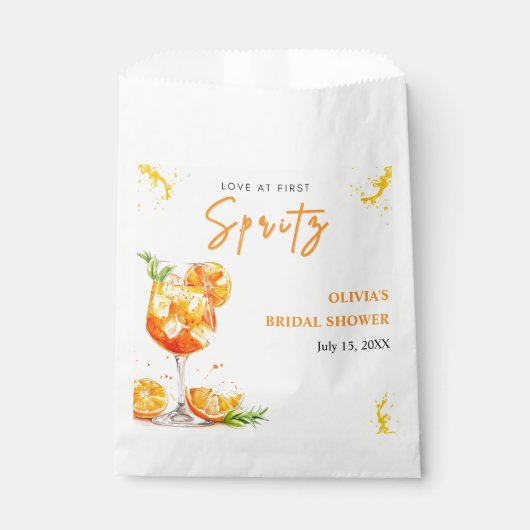 Liefde op de eerste Spritz Cocktail Oranje Bruidsf Bedankzakje (Voorkant)