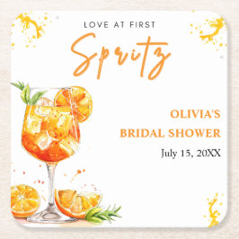 Liefde op de eerste Spritz Cocktail Oranje Bruidsf Kartonnen Onderzetters