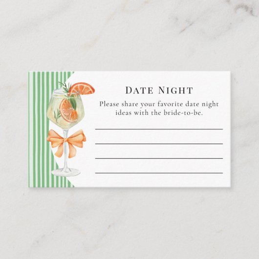 Liefde op de eerste Spritz Date Night Bruidsfeest Informatiekaartje (Voorkant)