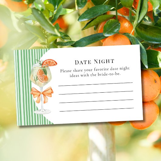 Liefde op de eerste Spritz Date Night Bruidsfeest Informatiekaartje