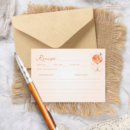 Liefde op de eerste Spritz Deel Recept Bruidsmeisj Informatiekaartje