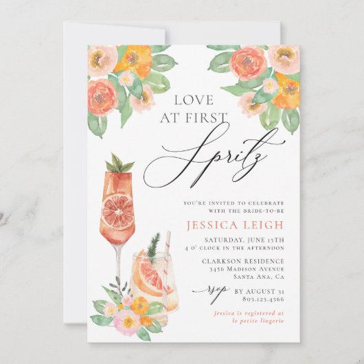 Liefde op de eerste Spritz heldere cocktail bruids Kaart (Voorkant)