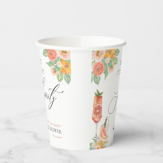 Liefde op de eerste Spritz Heldere Cocktail Bruids Papieren Bekers (Links)