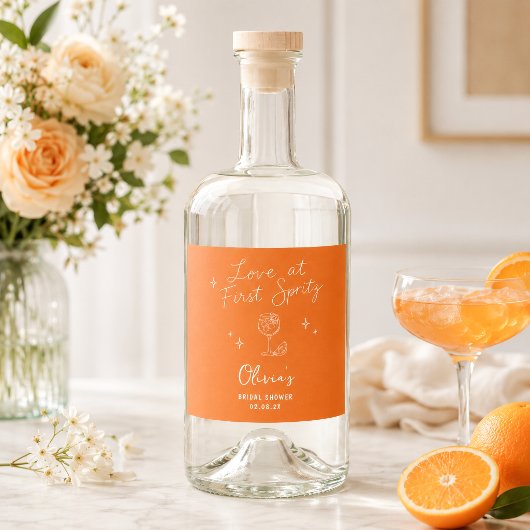Liefde op de Eerste Spritz Likeurfles Etiket
