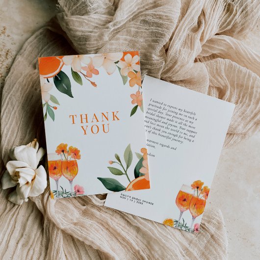 Liefde op de eerste Spritz Moderne Bruidsborrel Bedankkaart