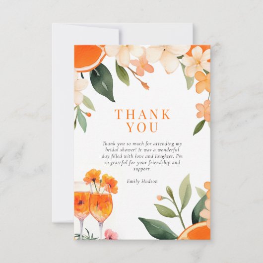 Liefde op de Eerste Spritz Moderne Bruidsborrel Bedankkaart (Voorkant)