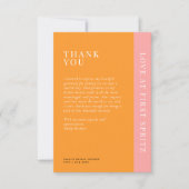 Liefde op de eerste Spritz Moderne Bruidsdouche Bedankkaart (Voorkant)