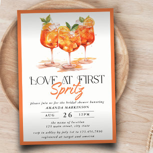 Liefde op de eerste Spritz Moderne Citrus Bruidsdi Kaart
