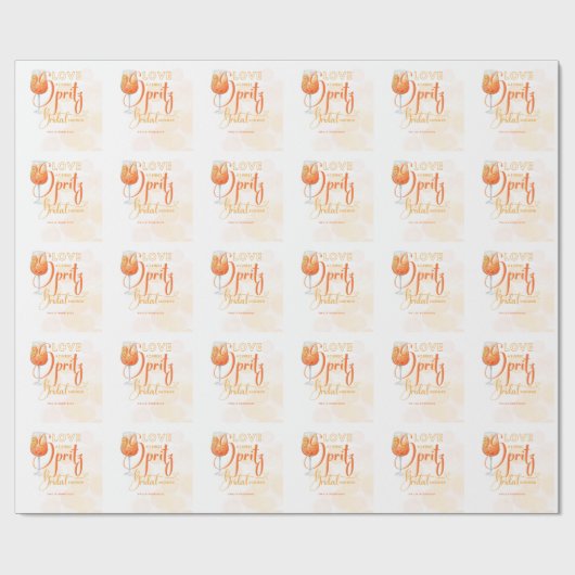 Liefde op de eerste SPRITZ Moderne oranje bruidsme Cadeaupapier (Vlak)