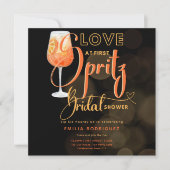 Liefde op de eerste SPRITZ Moderne Oranje Bruidsme Kaart (Voorkant)