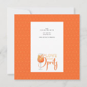 Liefde op de eerste SPRITZ Moderne Oranje Bruidsme Kaart (Achterkant)