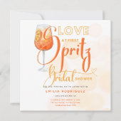 Liefde op de eerste SPRITZ Moderne Oranje Bruidsme Kaart (Voorkant)