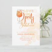 Liefde op de eerste SPRITZ Moderne Oranje Bruidsme Kaart (Staand voorkant)