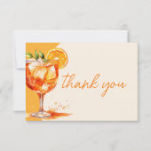 Liefde op de eerste Spritz Oranje Bruidsborrel Bedankkaart (Voorkant)