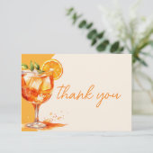 Liefde op de eerste Spritz Oranje Bruidsborrel Bedankkaart (Staand voorkant)