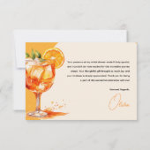 Liefde op de eerste Spritz Oranje Bruidsborrel Bedankkaart (Achterkant)