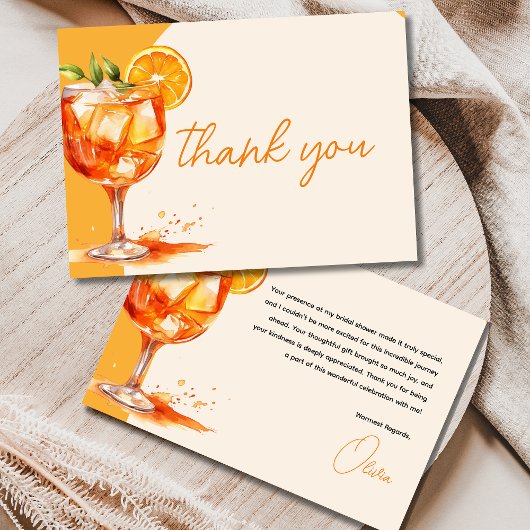 Liefde op de eerste Spritz Oranje Bruidsborrel Bedankkaart
