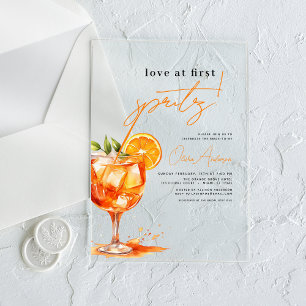 Liefde op de eerste Spritz Oranje Bruidsfeest Acryl Uitnodigingen