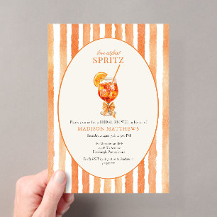 Liefde op de eerste Spritz Oranje Bruidsuitnodigin Acryl Uitnodigingen