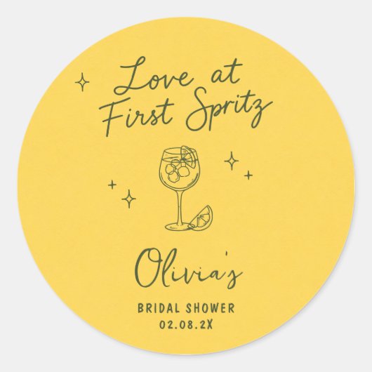 Liefde op de eerste Spritz Ronde Sticker (Voorkant)
