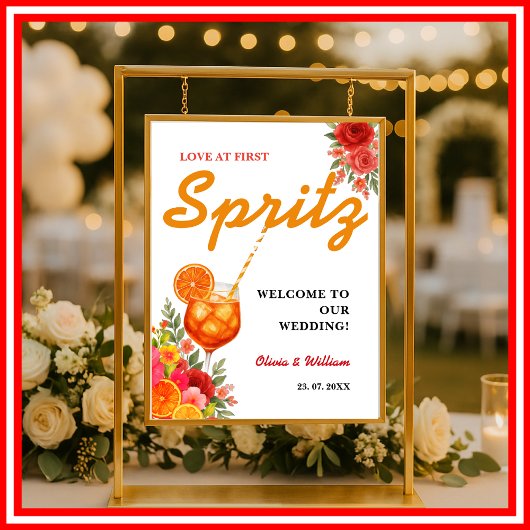 Liefde op de eerste Spritz Sinaasappel Bruidsdouch Poster