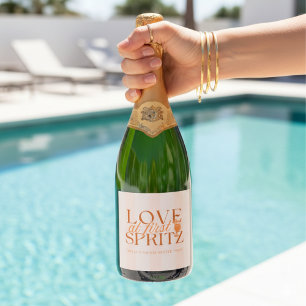 Liefde op de eerste Spritz vrijgezellenfeest Sparkling Wijnetiket