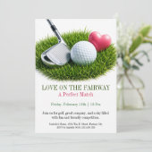 Liefde op de Fairway Golf Valentijn Uitnodiging (Staand voorkant)